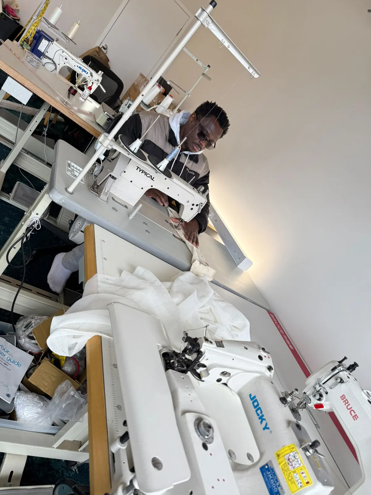 Close-up of sewing equipment