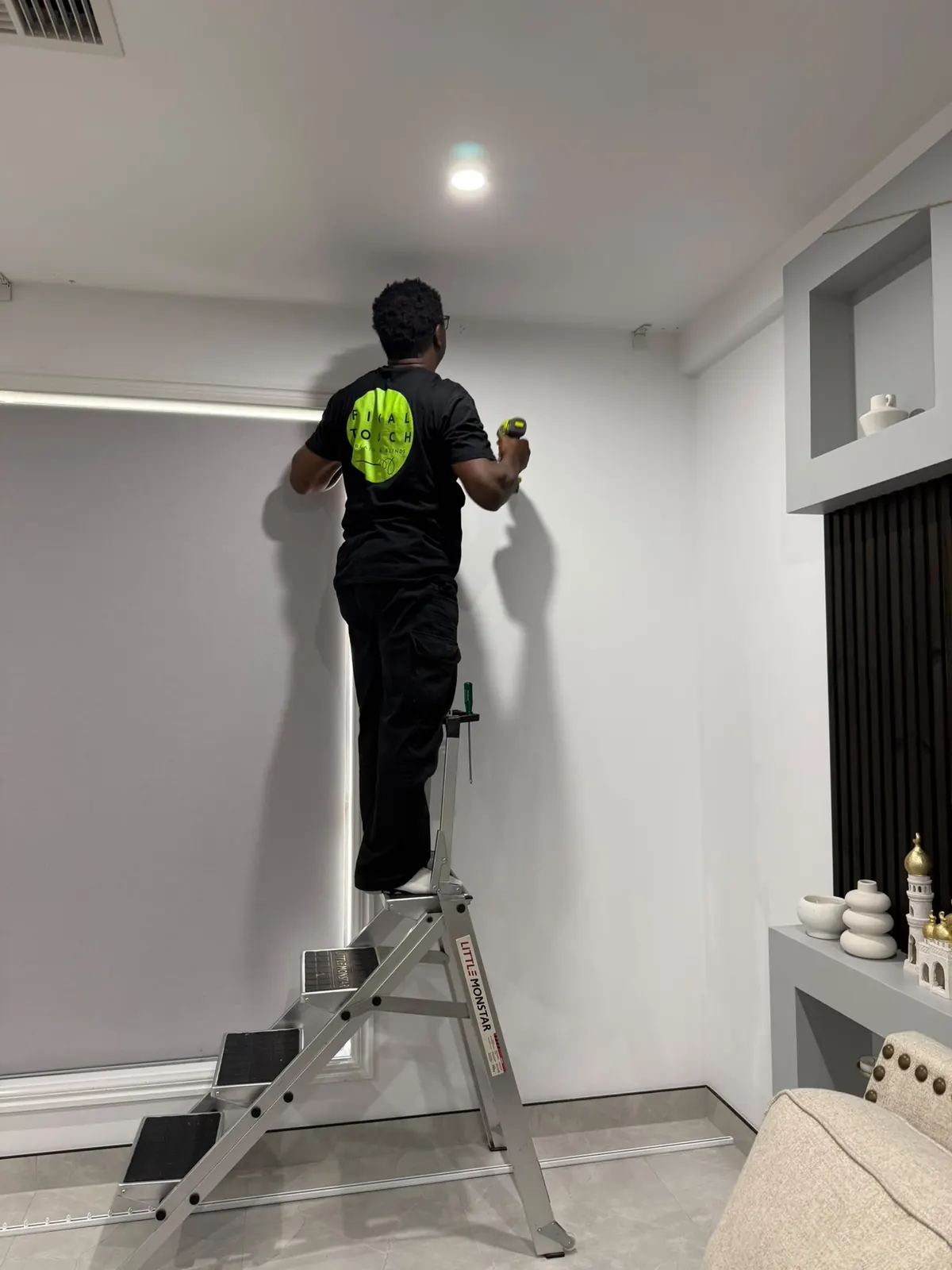 Working at height on a curtain installation