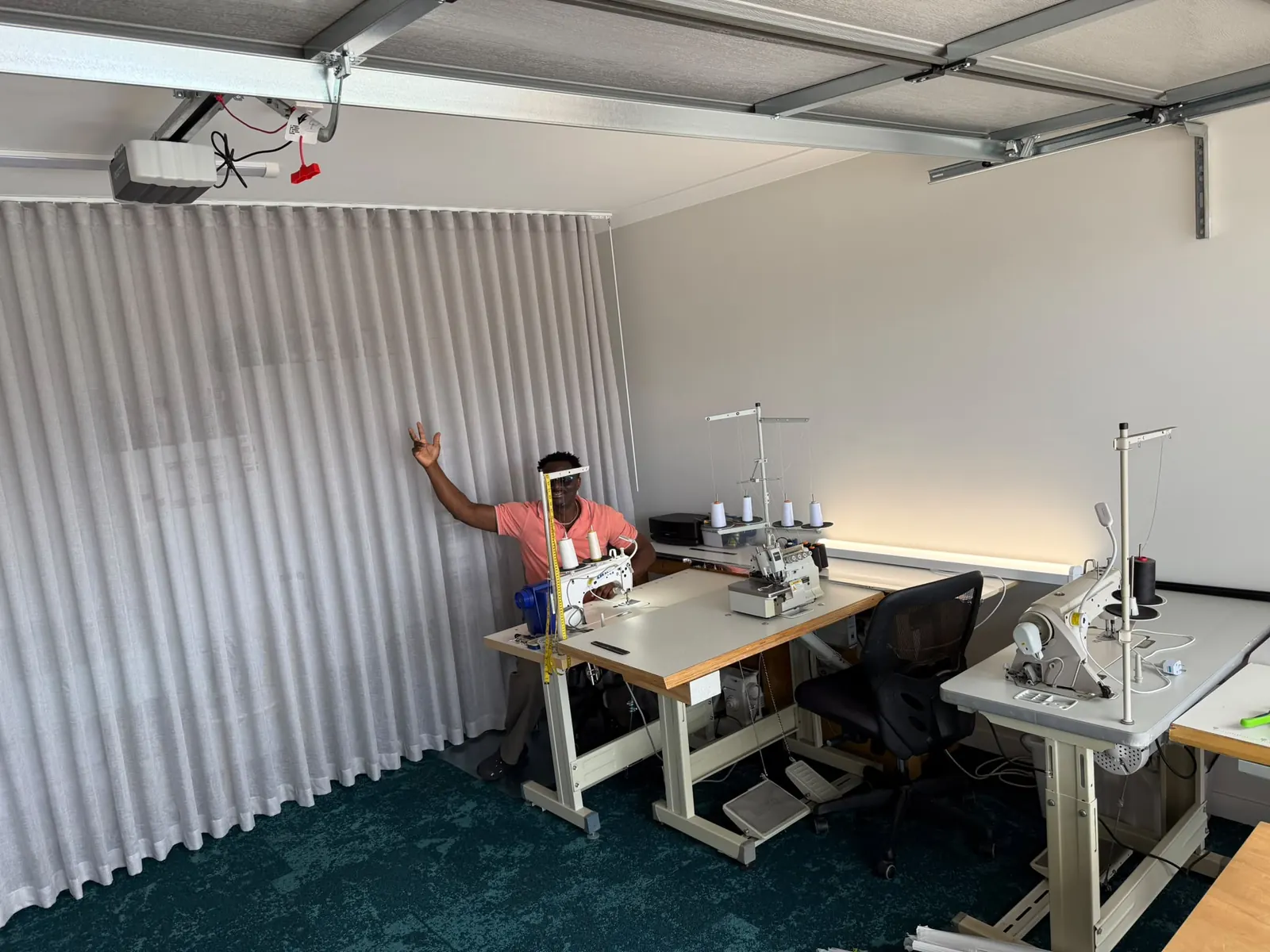 Window treatment beside sewing machines